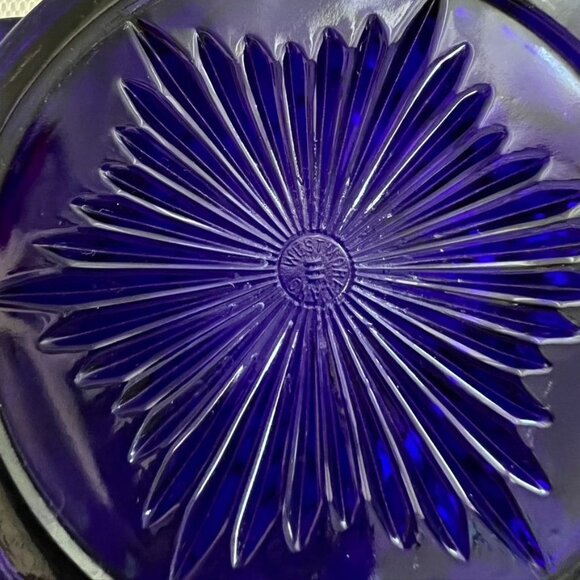 Vintage Westmorland Cobalt Blue Compote Biscuit Canister w Lid Grapes - Picture 8 of 12